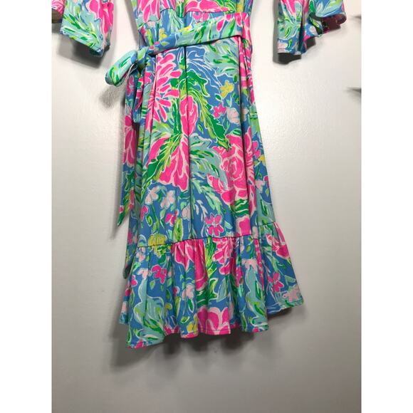 Lilly Pulitzer Kassi Wrap Short Dress Bright Floral XS Spring Summer Vacation - Picture 7 of 12